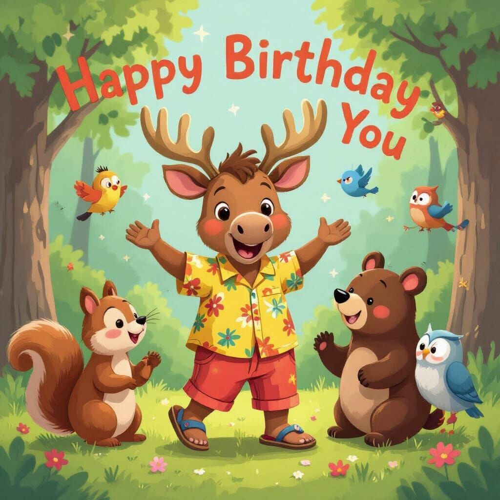 Moose's Birthday Party in Whimsical Style