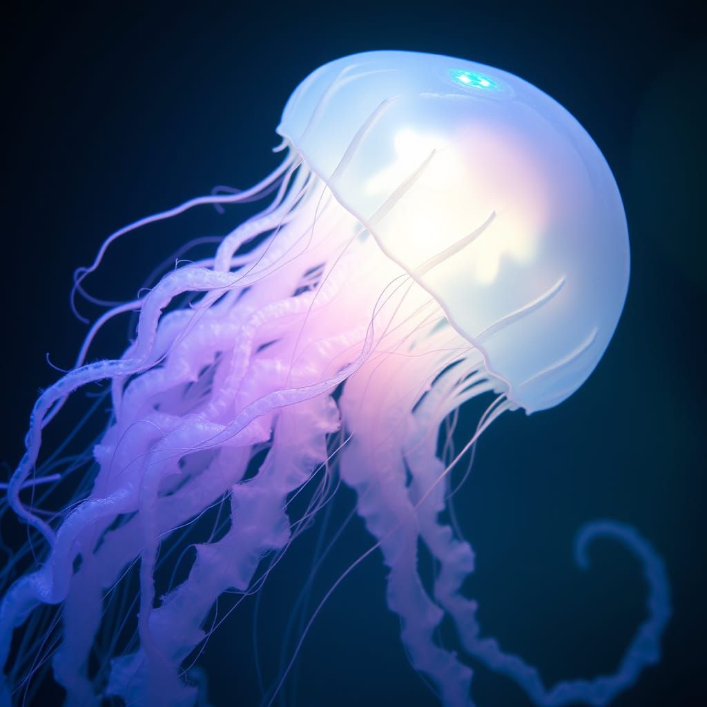 Glowing Jellyfish Hybrid in Dreamy Underwater Scene