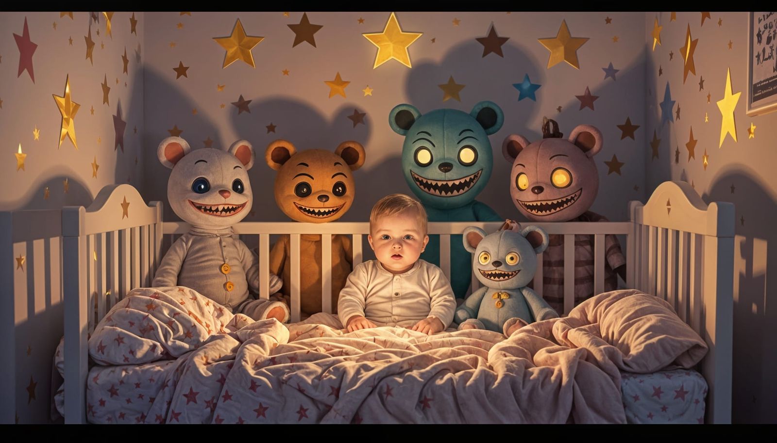 Sinister Stuffed Animals in a Pastel Nursery