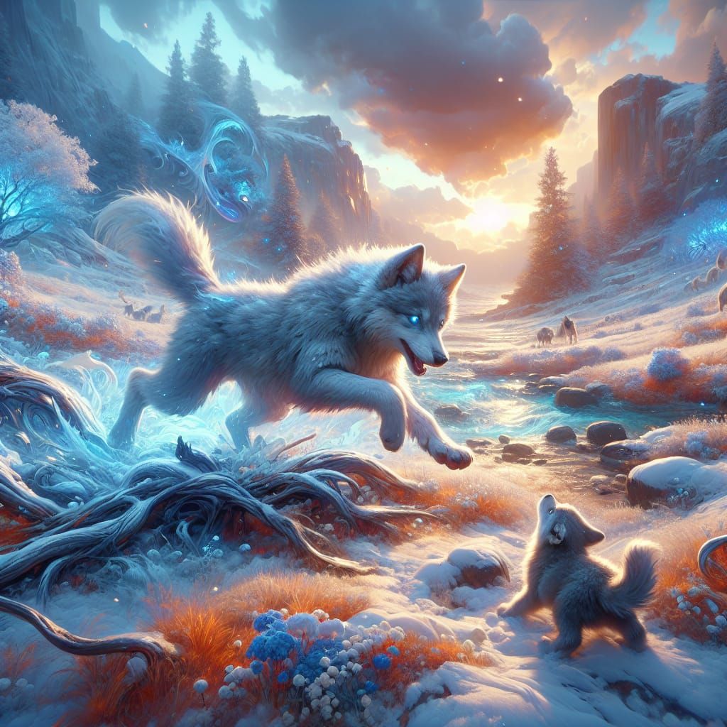 Волки в снегу