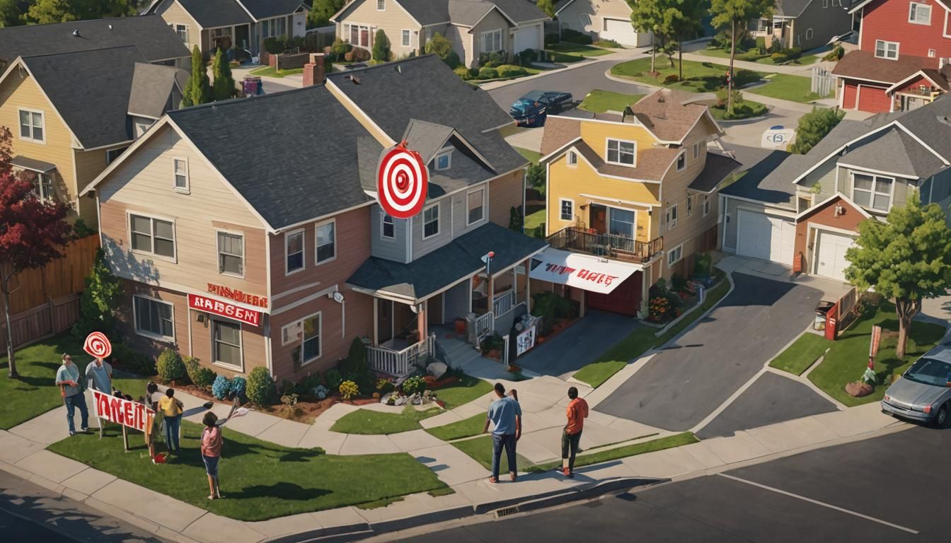 Targeted Home in HOA Neighborhood, Hyperrealistic Art