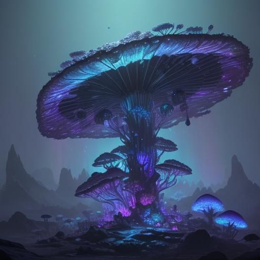 Glowing Sci-Fi Creature in Crystalline Cave