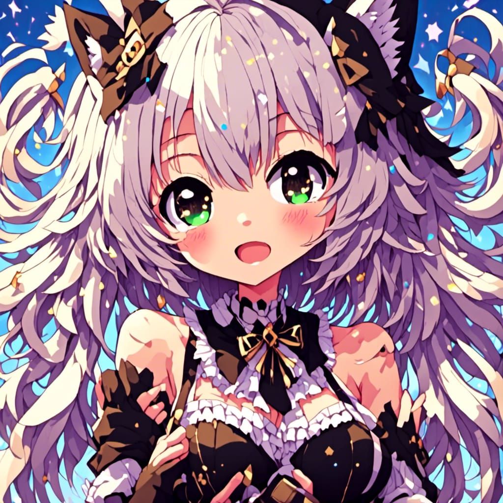 Kawaii Neko Girl in Anime Borderlands Style