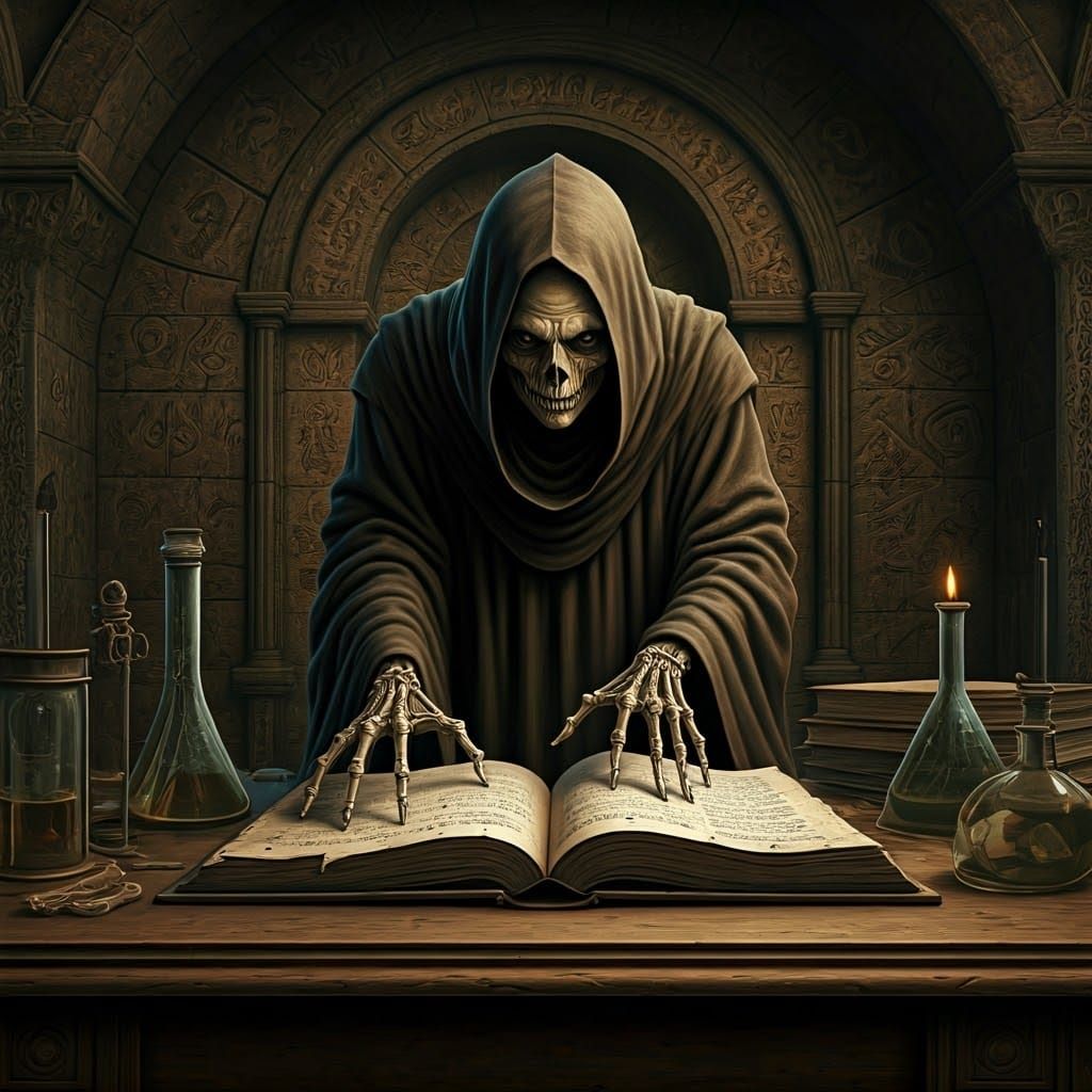 Eerie Homunculi Reach for Ancient Book