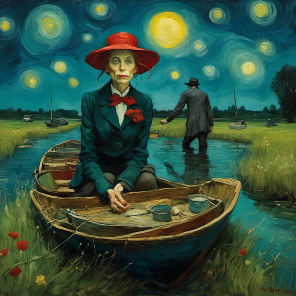 Surreal River Collage in an Expressionist Style