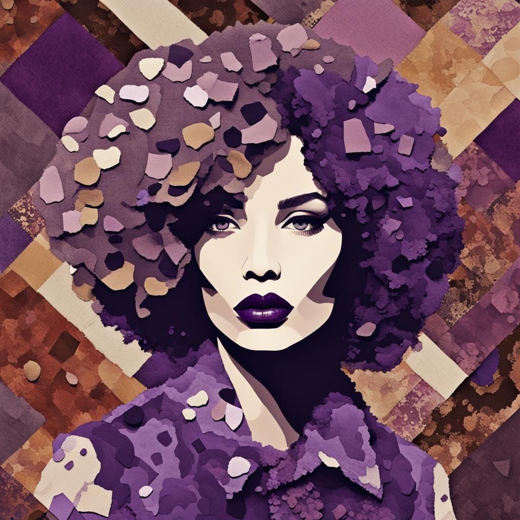 a stylized female face with an expression of bold confidence...