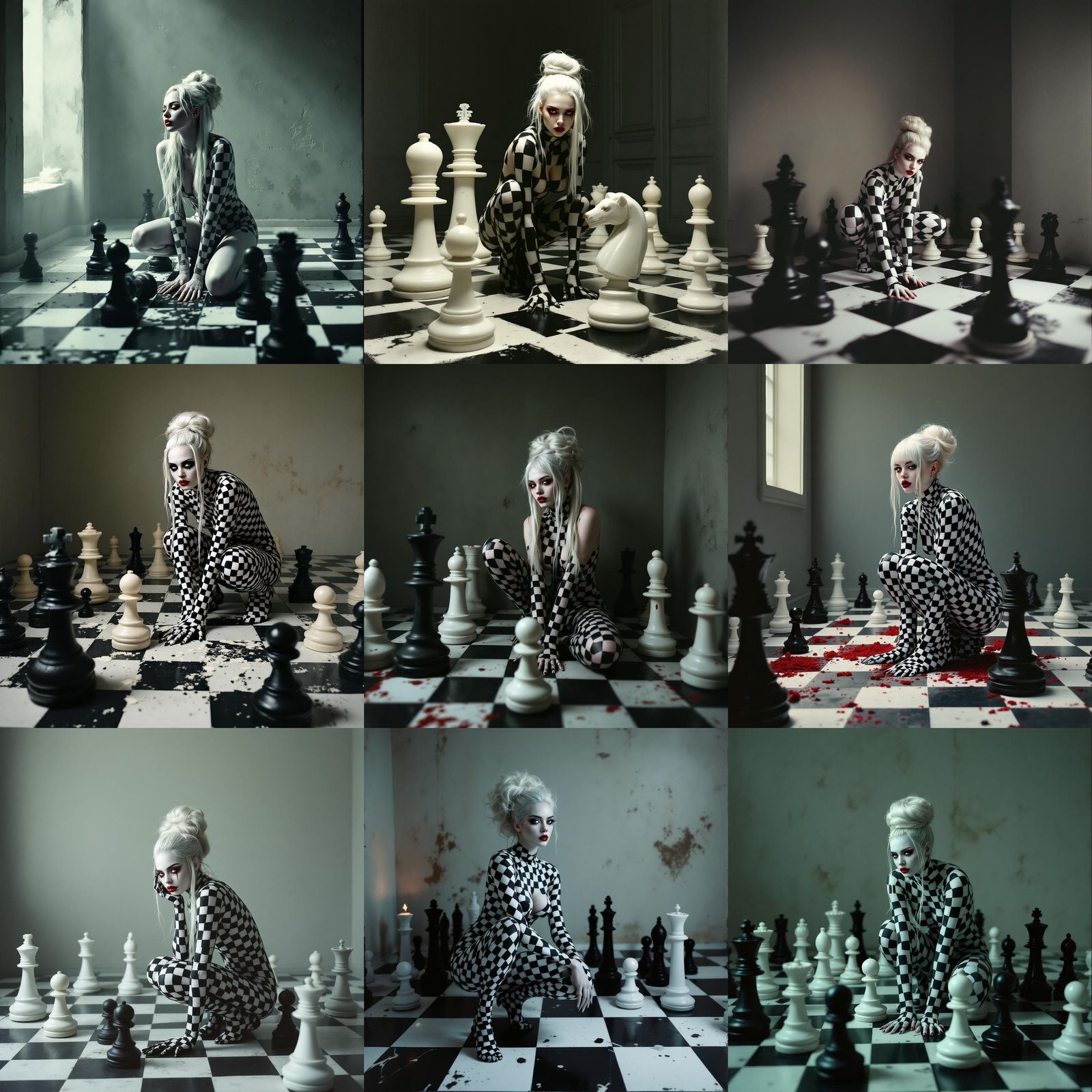 Surreal Figure on Chessboard in Alla Prima Style