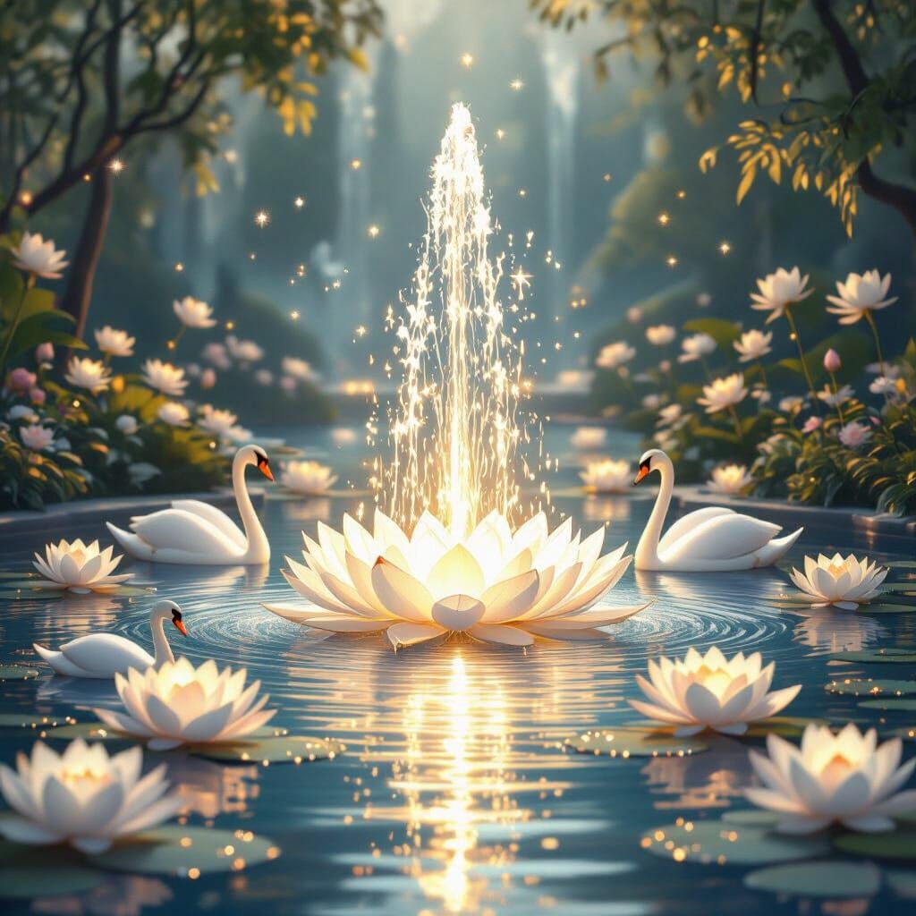 Luminous Fountain of Self-Worth in Surreal Style