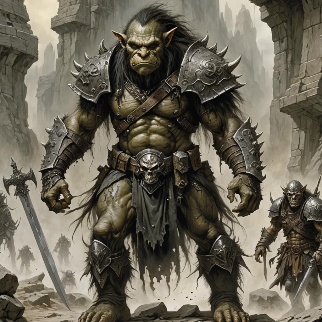 Fantasy Troll Guard in Dark Comic Art Style