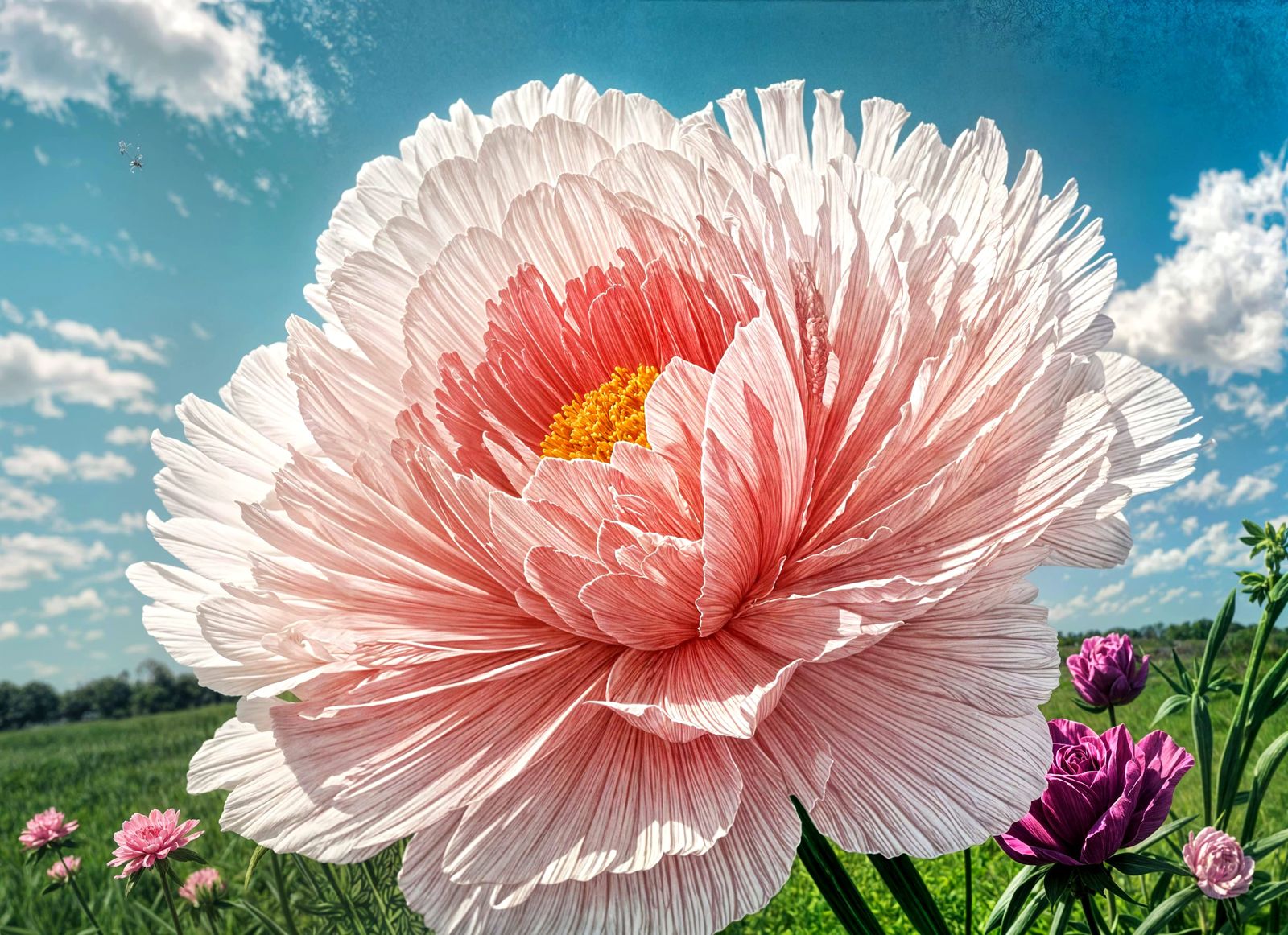 Etched Carnation in Full Bloom Illustration