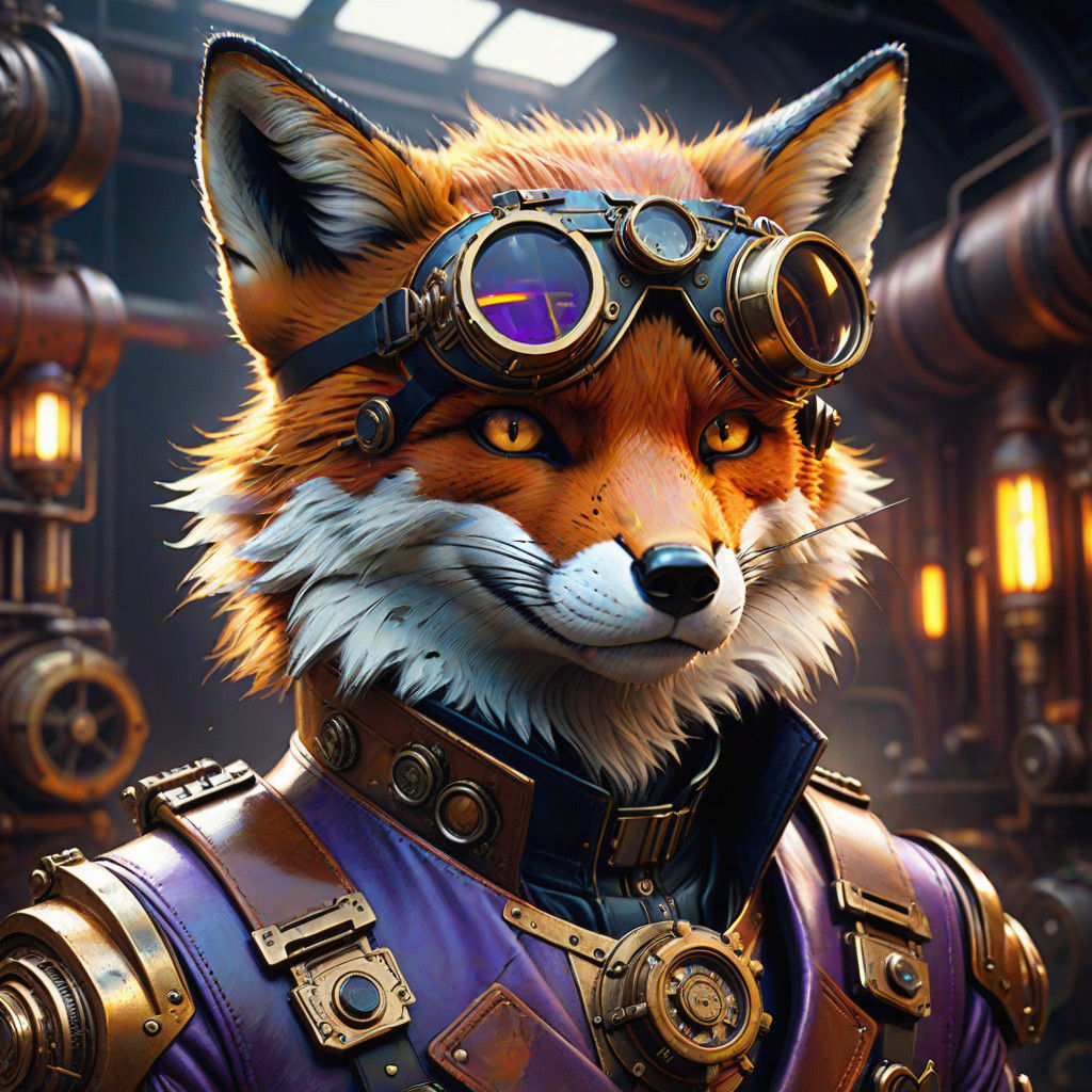 Steampunk Fox in Aviator Suit