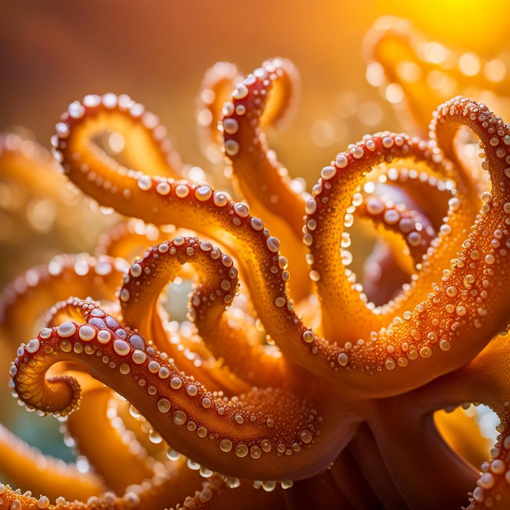 Octopus Tentacles in Golden Hour Macro Photography