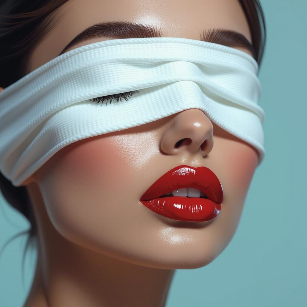 Woman's Face After Cosmetic Surgery, Bandaged Eyes