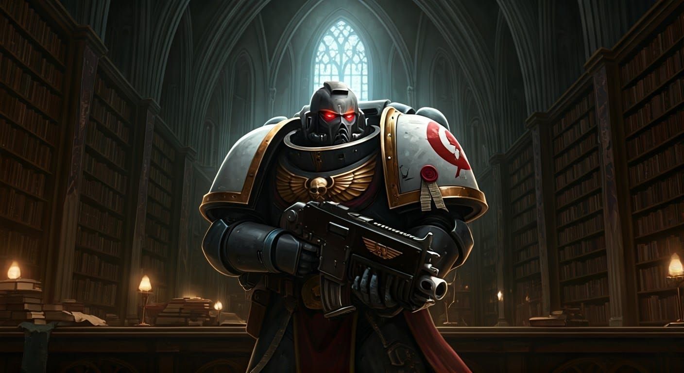Space Marine Apothecary in Monastery Library