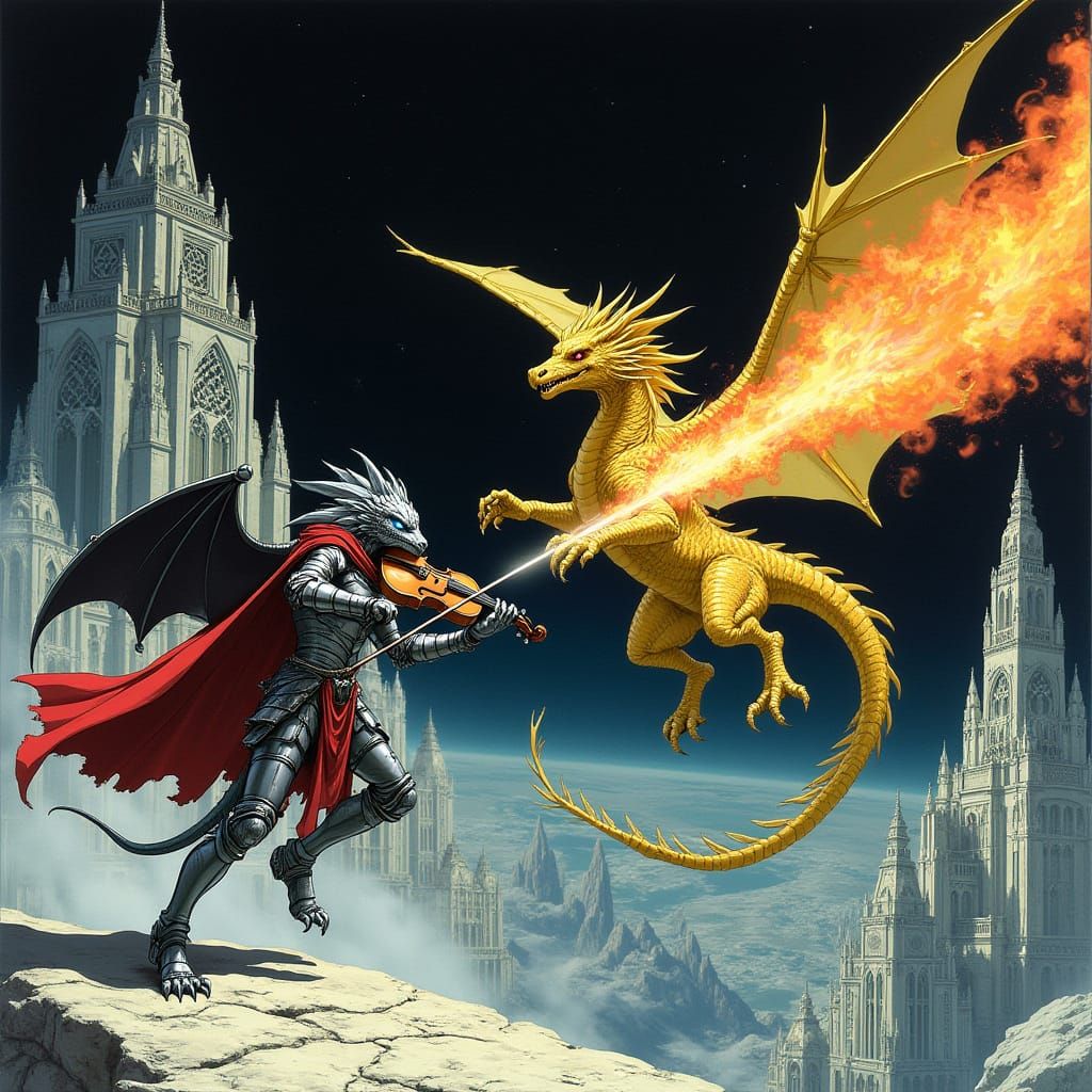 Dark Fantasy Dragons in 80s Anime Style