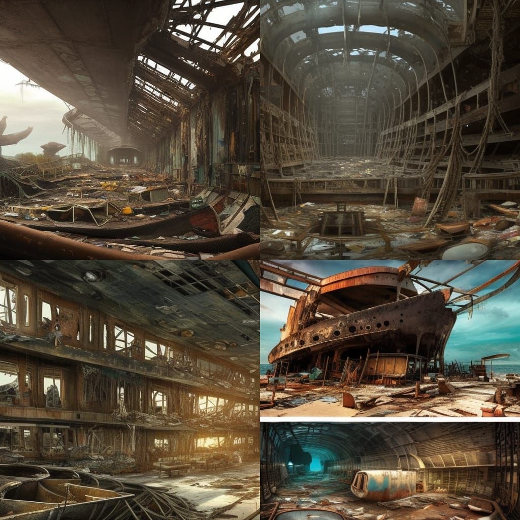 Village Inside a Decaying Ocean Liner Wreck