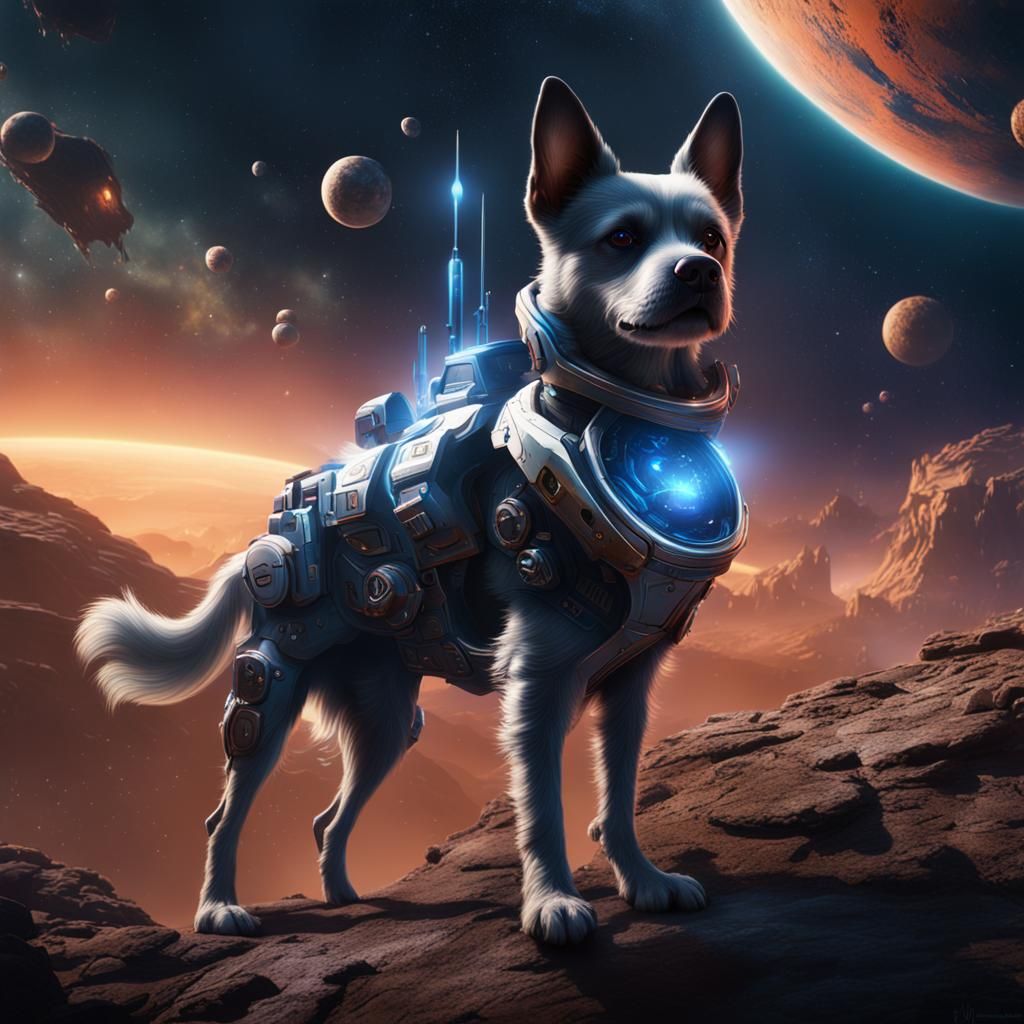 Fantastical Space Dog Concept Art in 8k