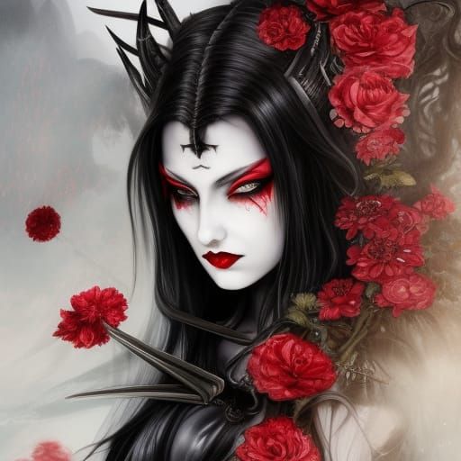 Gothic Demon Empress in Black Knight Armor