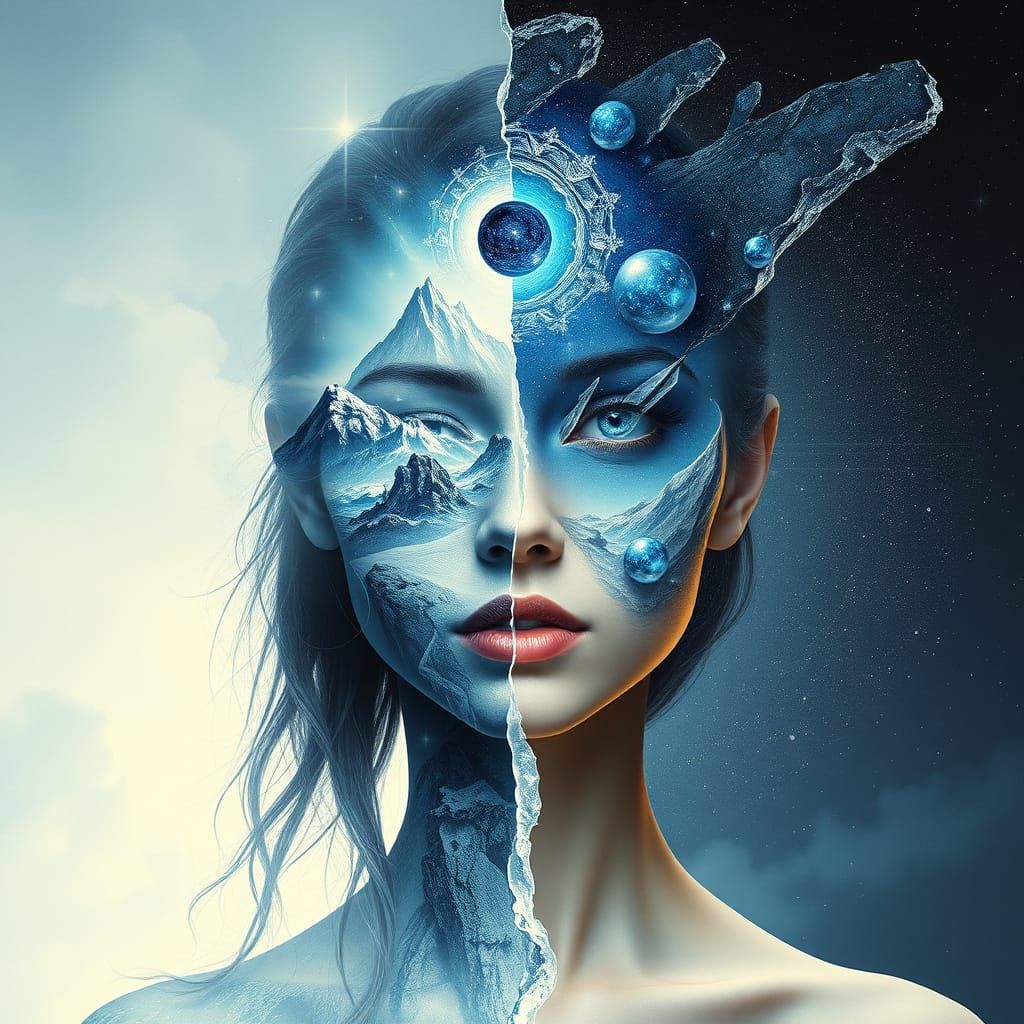 Mystical Seer Born from Dreams and Reality in Cosmic Landsca...