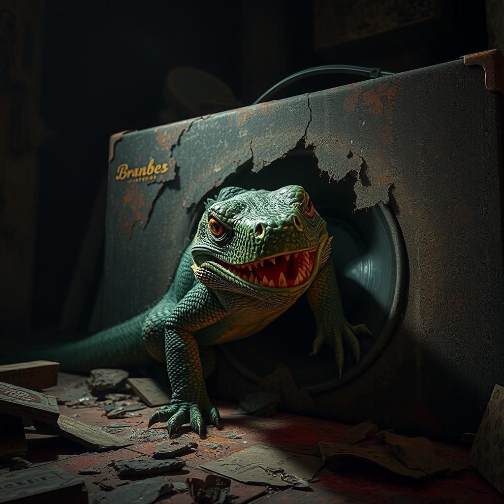 Reptile Emerges from Speaker in Folklore Style