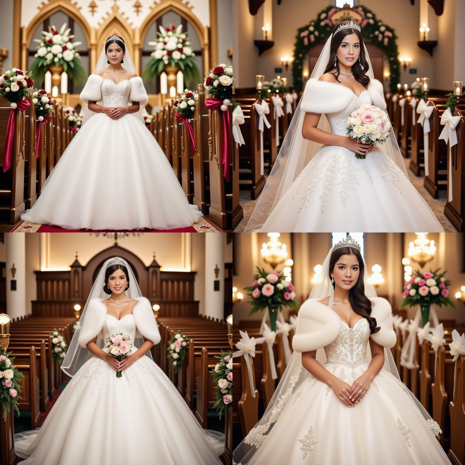 Elegant Bride in Ornate Gown: Matte Painting Style