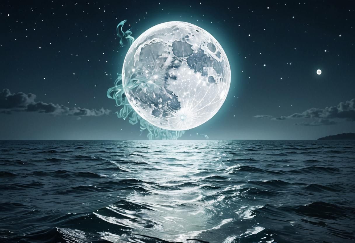 Luminescent Moon Goddess in Glitch Art Style