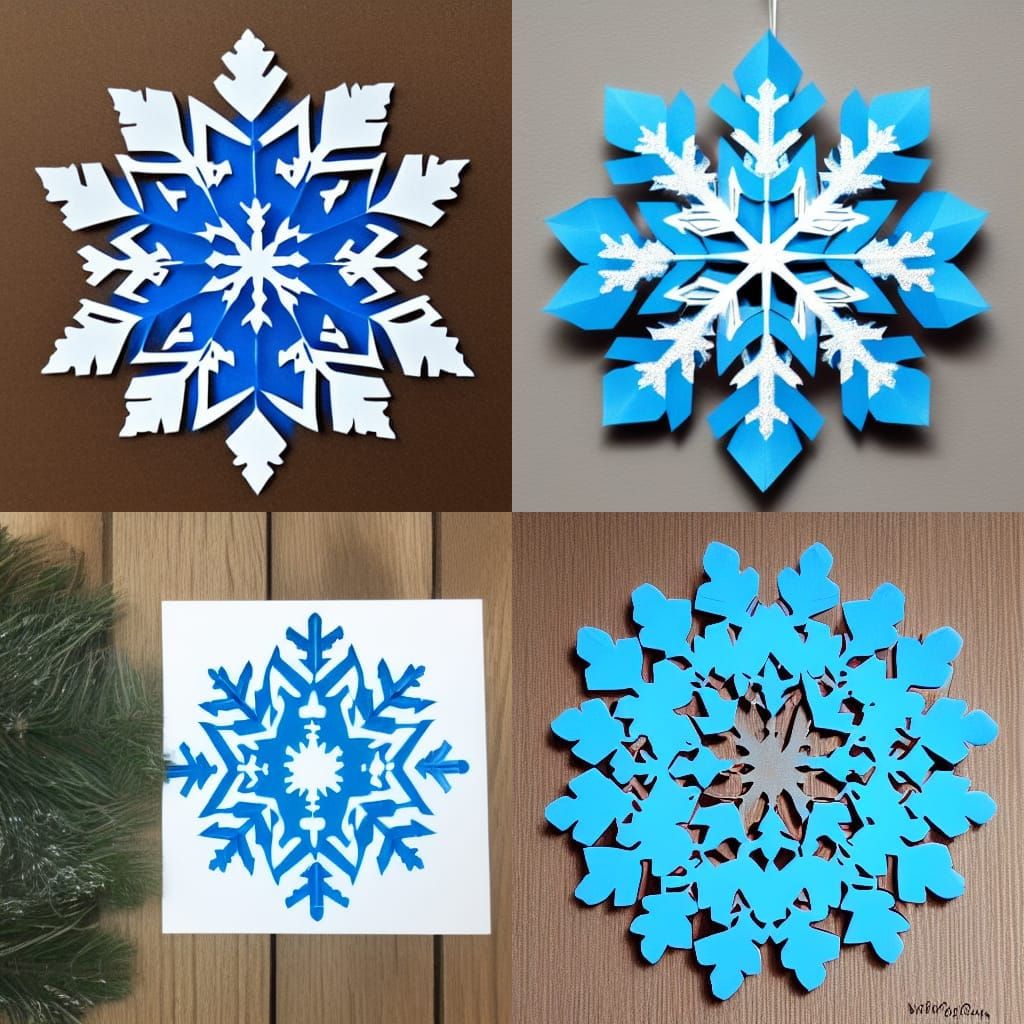 Blue Ombre Snowflake Papercut Illustration