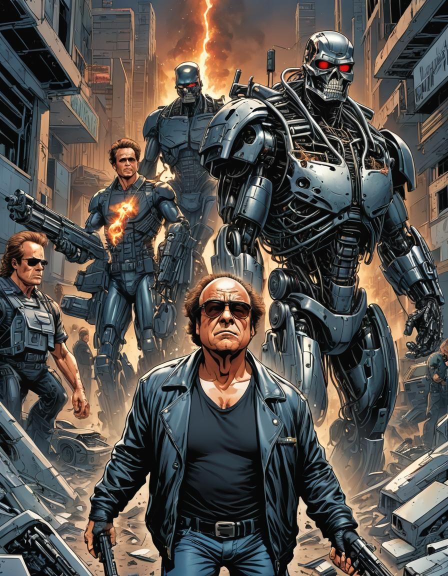 Danny Devito as The Terminator: Comic Book Art