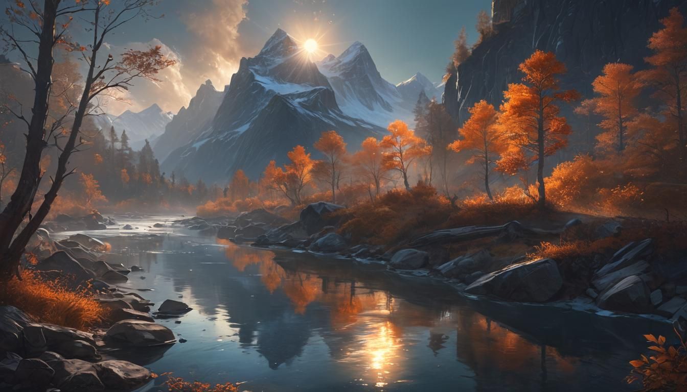 Floating Mountains and Crystalline Forest Concept Art