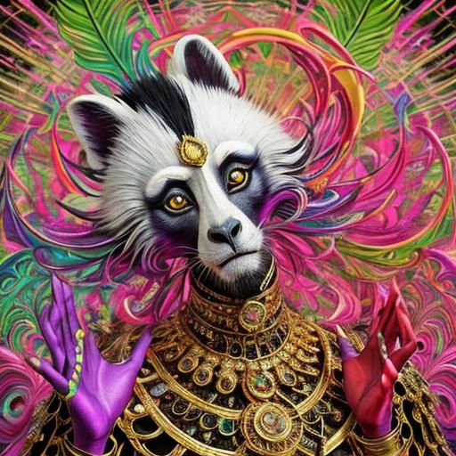 Psychedelic Colobus Monkey in Surreal CGI Style