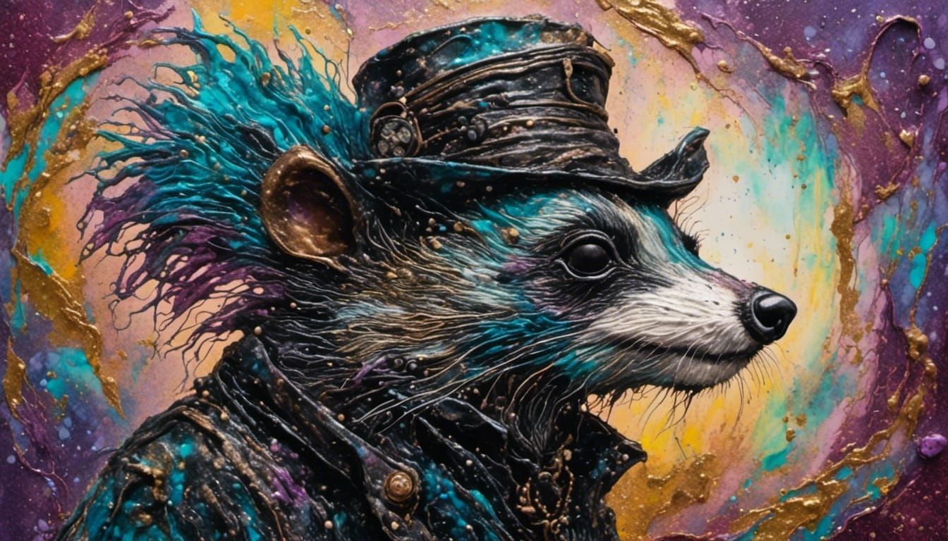 Steampunk Skunk Punk Rocker in Dystopian Liminal Space