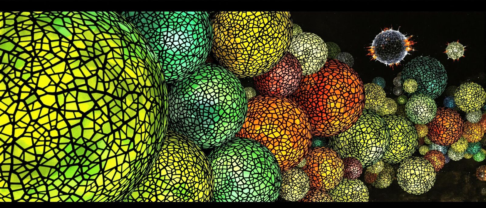 Colorful Stained Glass Orbs in Surreal Style
