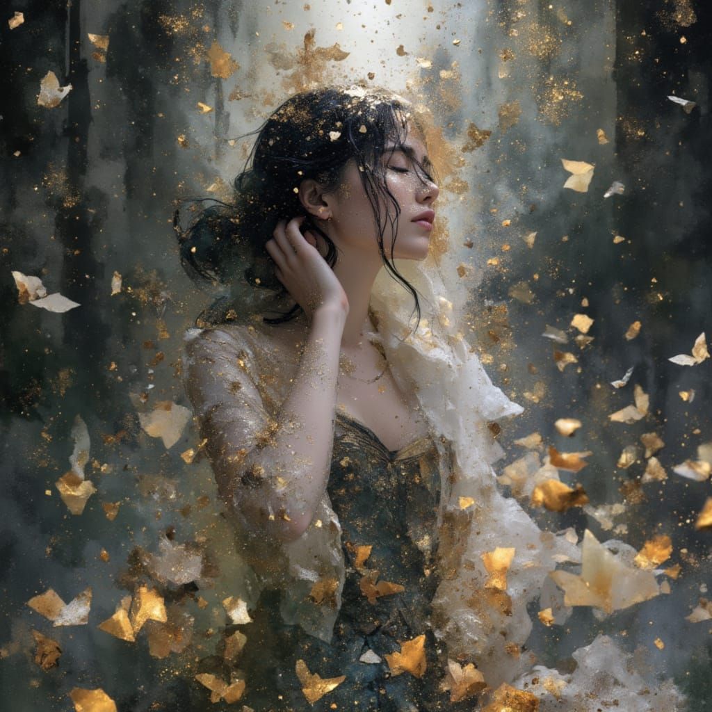 Abstract Watercolor Painting with Dynamic Brushstrokes