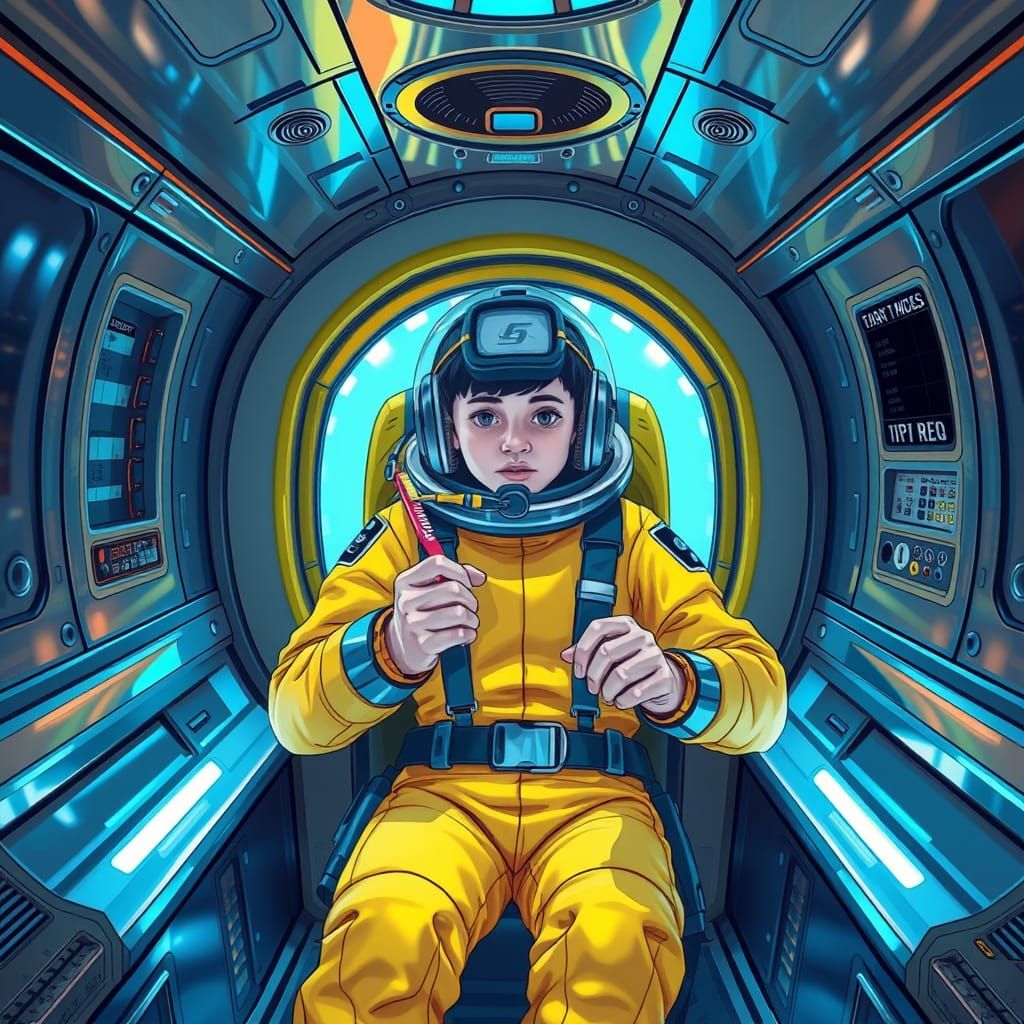 Student in Futuristic Nuclear-Powered Submarine