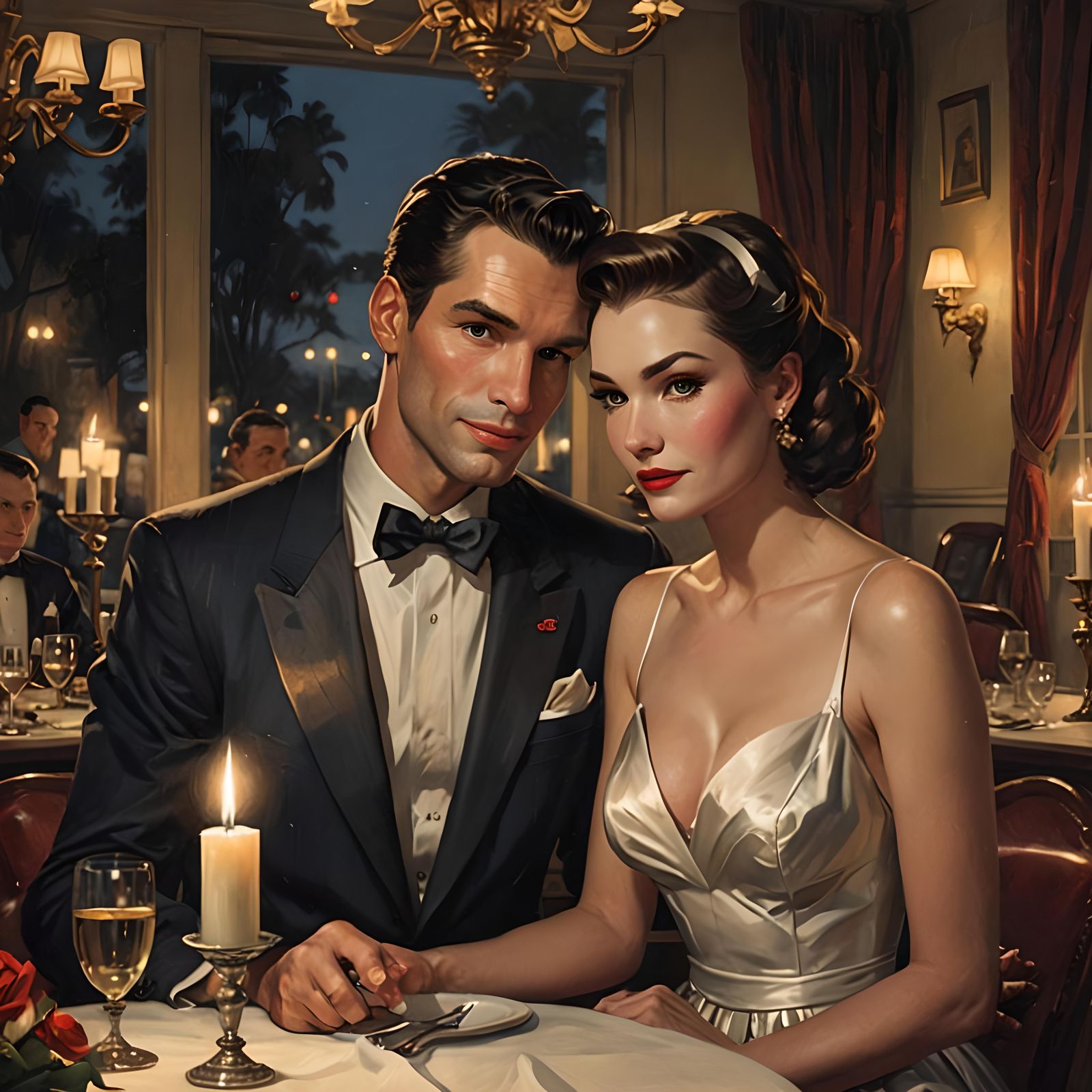 Anthropomorphic Alligator's Candlelit Date: Hyperrealistic A...