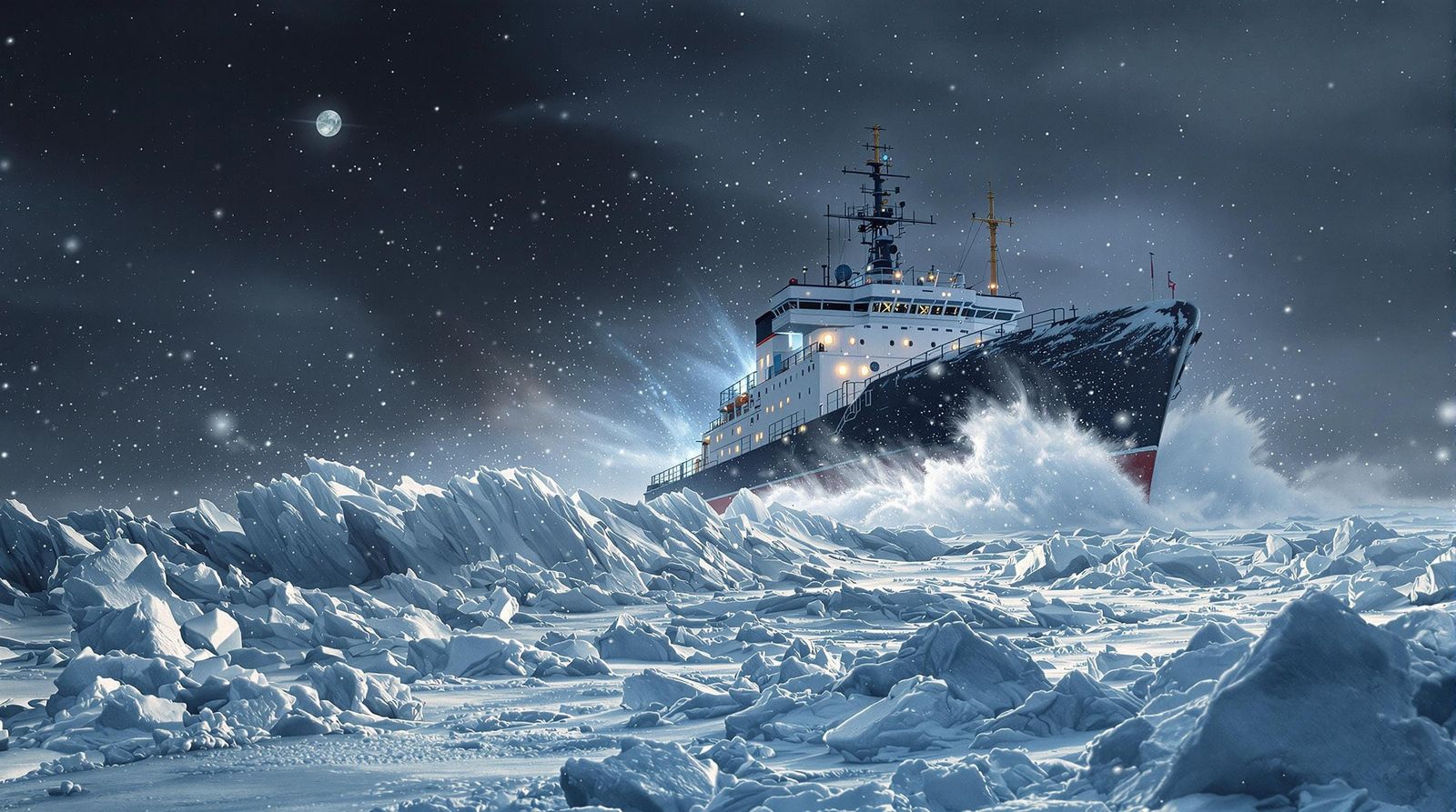 Sisu Finnish Icebreaker Crushing Ice in Winter Wonderland