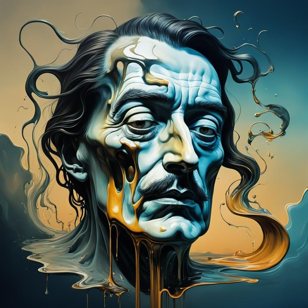 Melting Figure Portrait in Surrealist Style