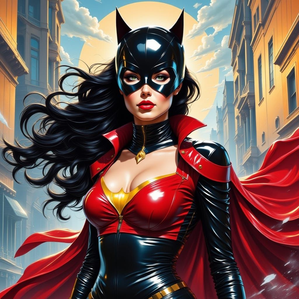 Comic Book Super Heroine in Latex