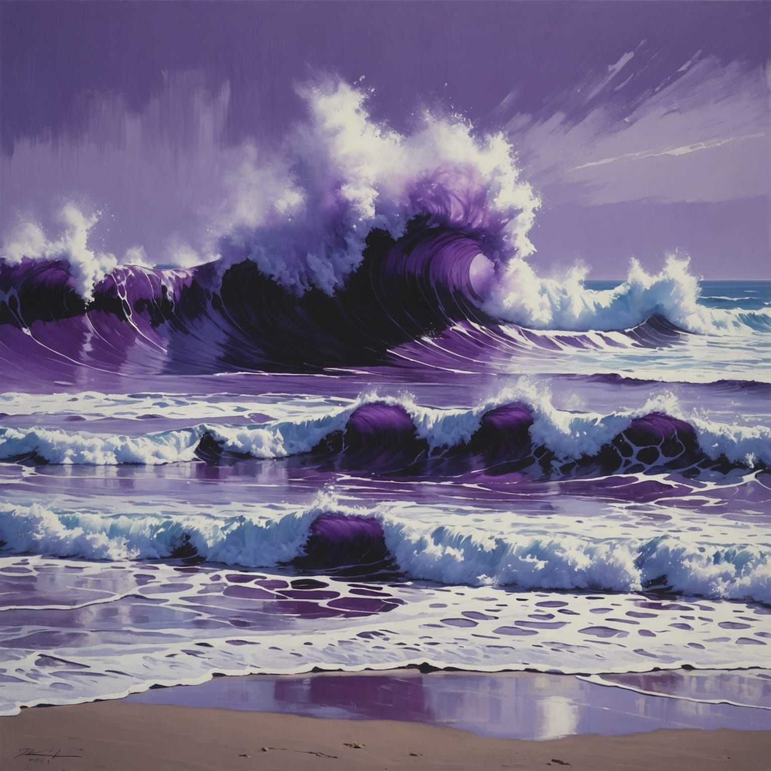 Monochromatic Purple Waves on Purple Beach