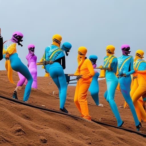 Abstract Skeleton Party in Complementary Colors