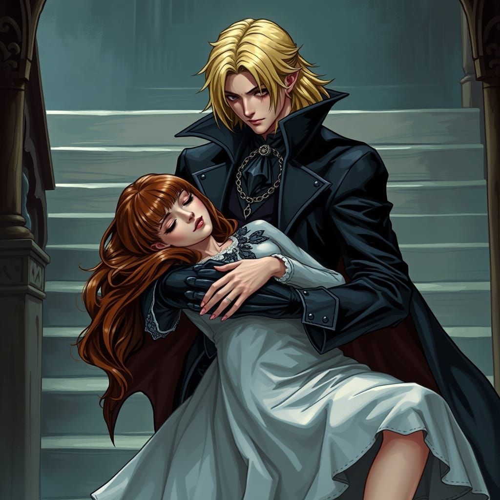 Majestic Vampire Escort in a Dark Castle