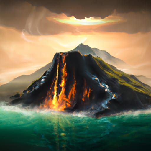 Volcanic Island Digital Matte Painting
