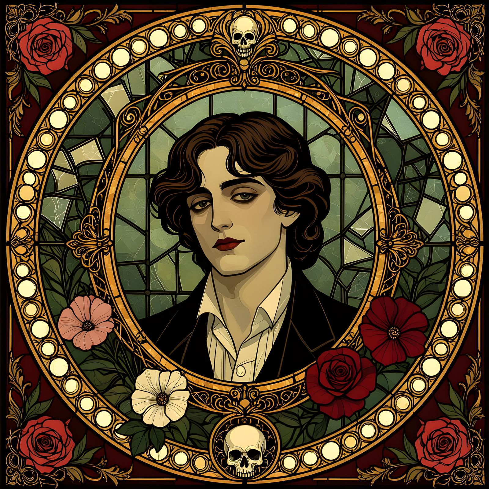 Dorian Gray Stained Glass Art Nouveau Portrait