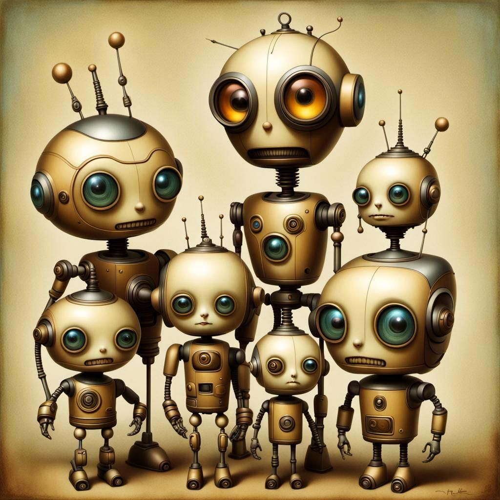 Futuristic Robot Family in Naoto Hattori Style