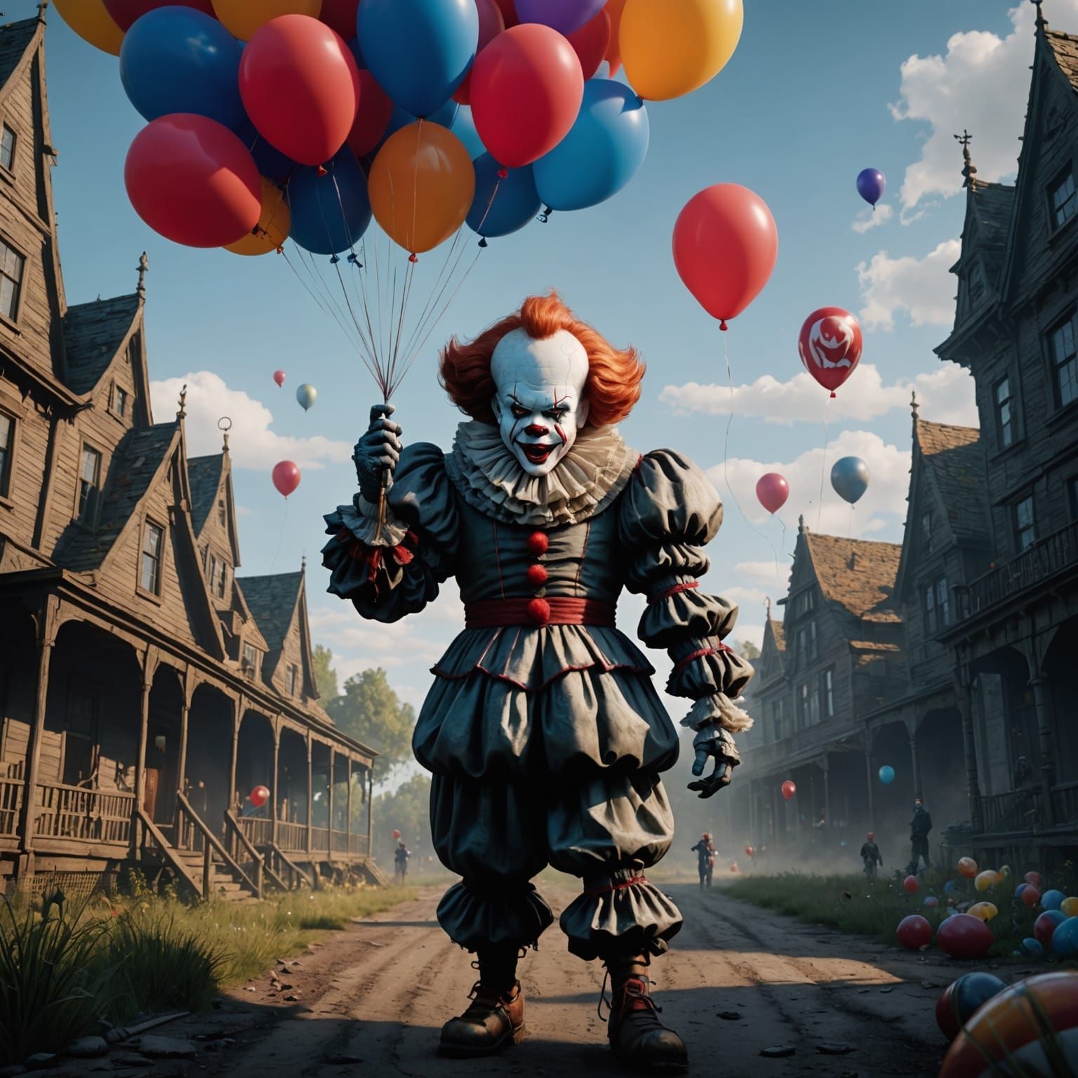 Pennywise with Balloon: Detailed Matte Painting
