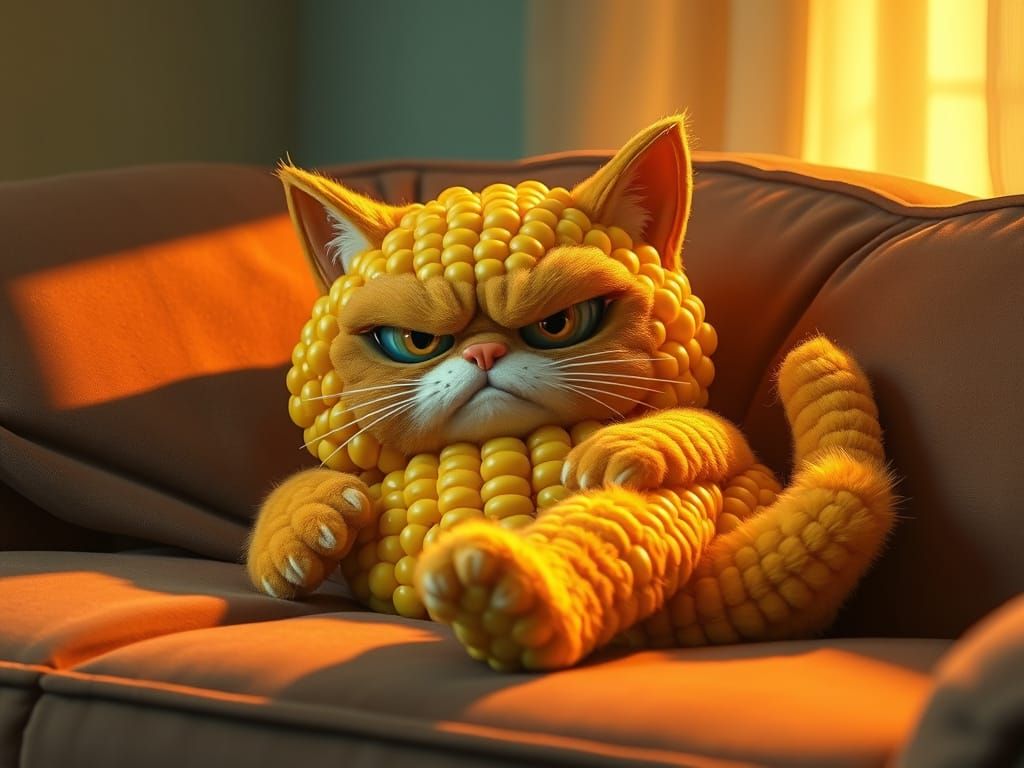 Golden Corn Cat in Relaxed Grumpy Contempt