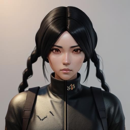 Anime Girl in Dithered Pixel Art Style