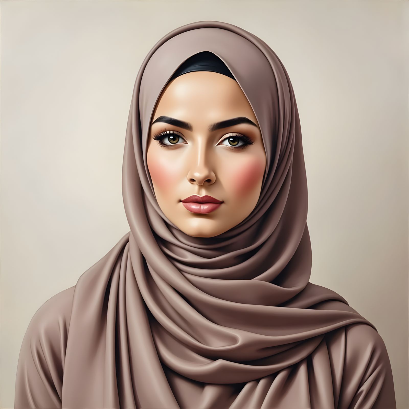 Modern Oil Painting of Woman in Hijab