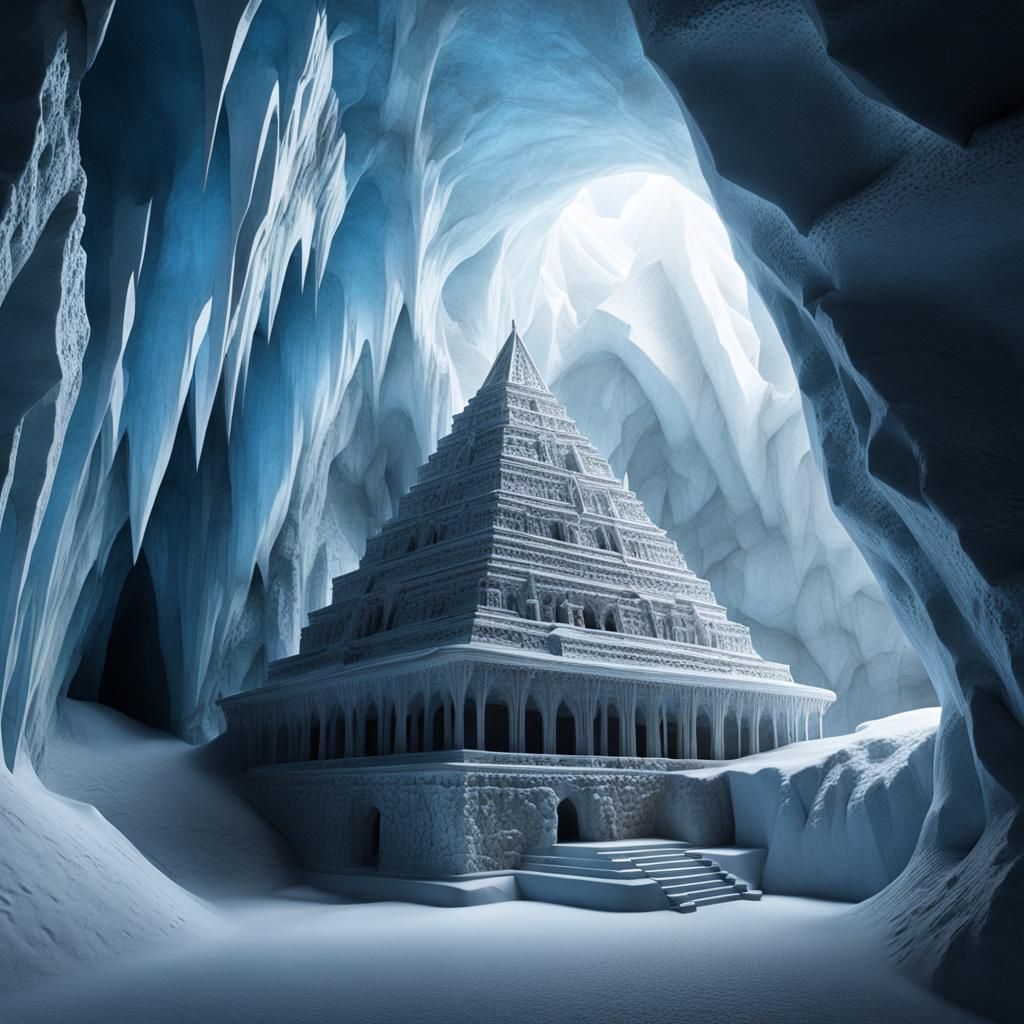 Spectacular Ice Cave Castle and Pyramid Structure