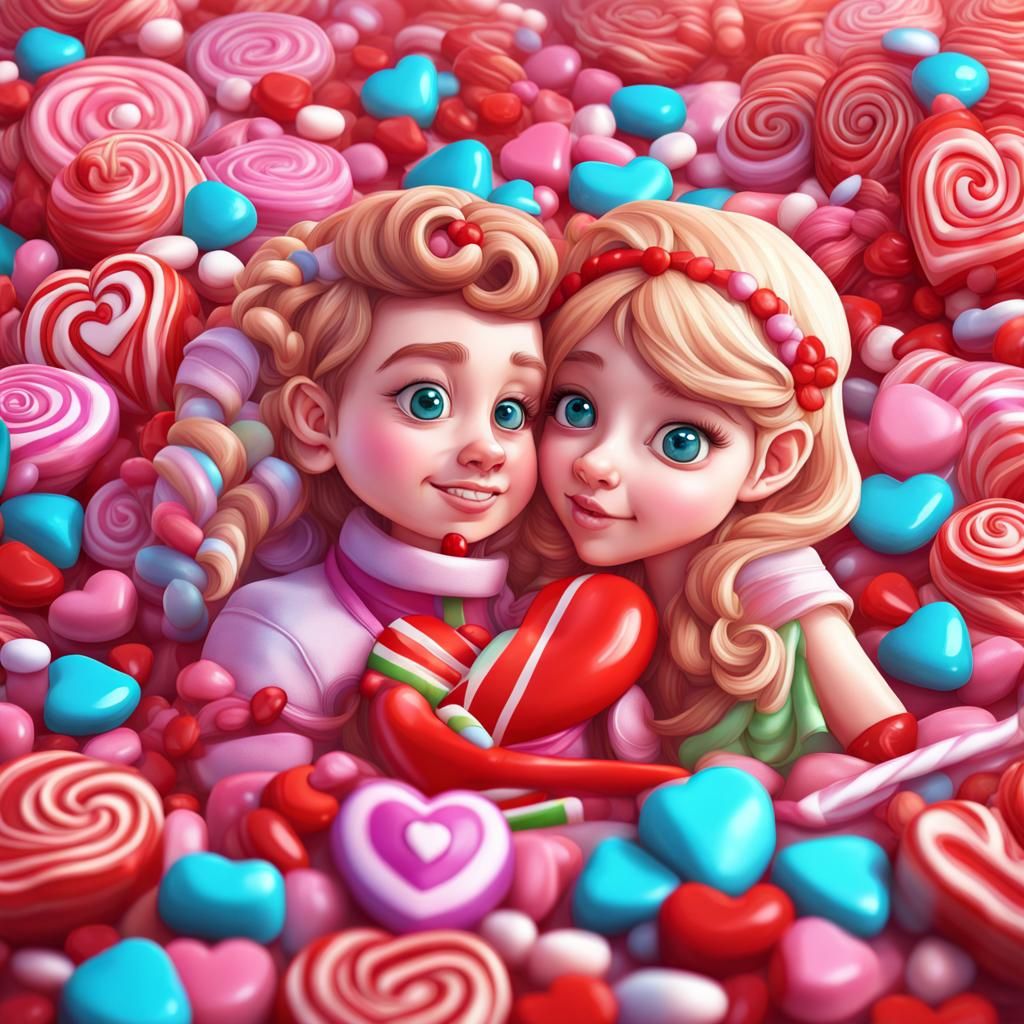 Valentine's Day Candyland Digital Illustration